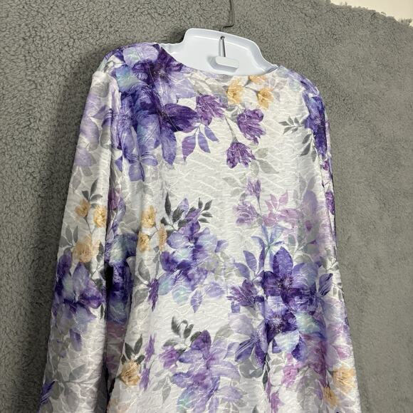 Alfred Dunner Top Womens Size P XL Floral Soft Texture 3/4 Sleeve Round Neck - Picture 5 of 12
